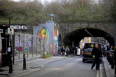 Brick Lane yakınlarındaki Doğu Londra Shoreditch High Street yakınlarındaki ilçe görünümü