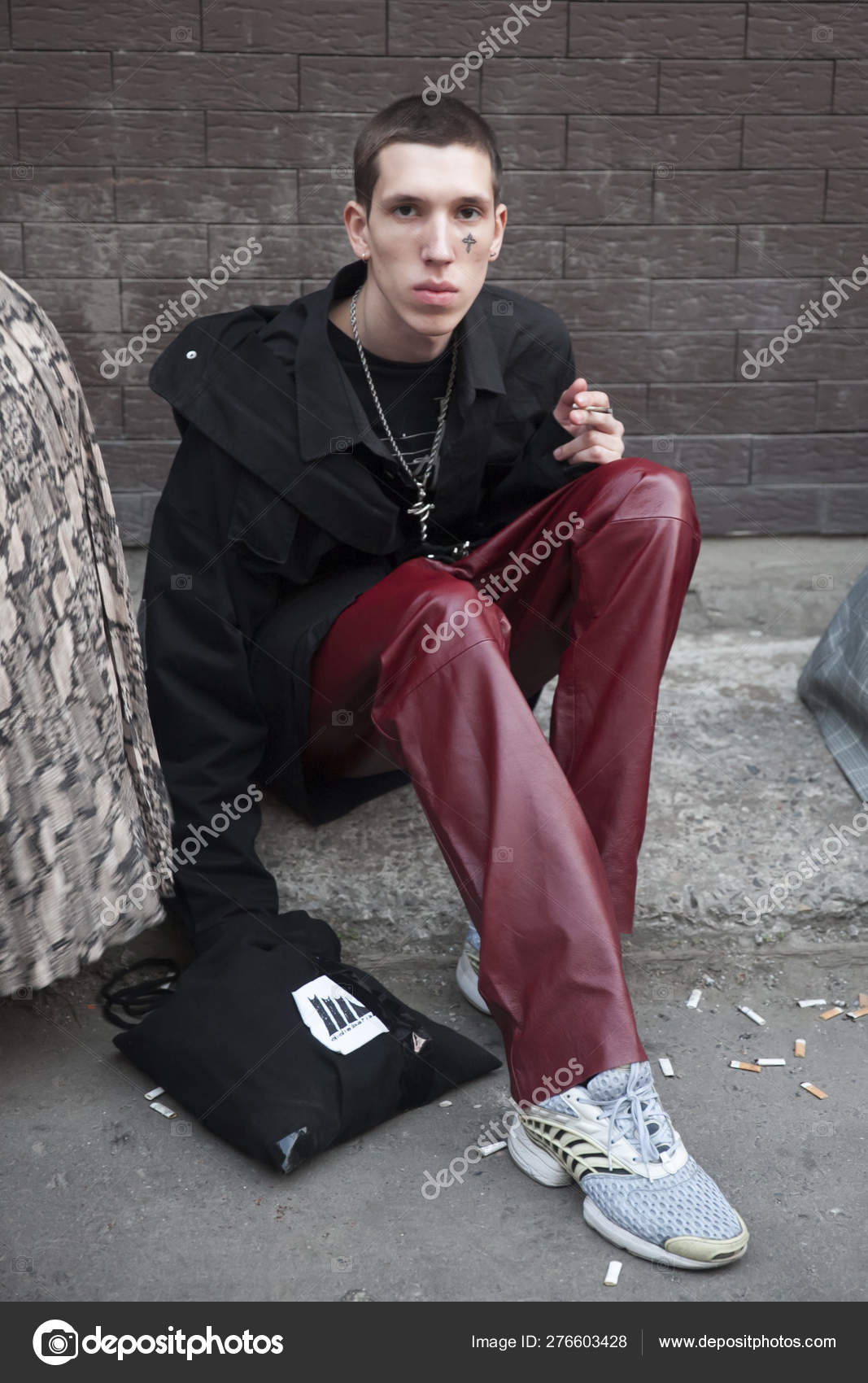 burgundy leather pants mens