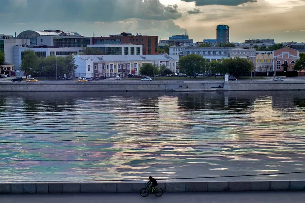 Moscow Russia July 2020 Derbenevskaya Embankment Moscow River Dusk Colorful — Stock Photo, Image