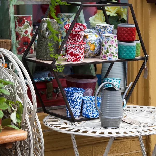 London July 2019 Shop Window Colorful Ceramics Teapots Cups Glasses — Stock Photo, Image