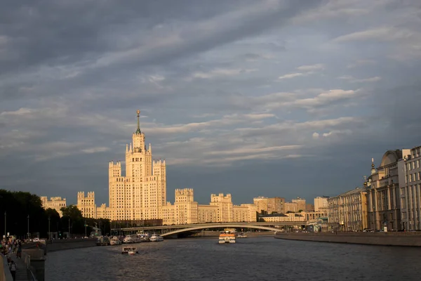 Moskva Ryssland Juli 2020 Panoramautsikt Över Huset Kotelnicheskaja Vall Och — Stockfoto