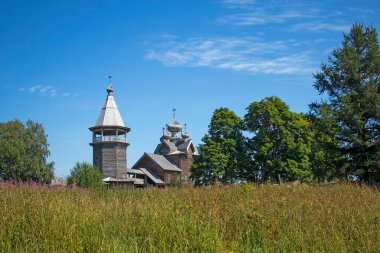 Shcheleyki, Leningrad Oblastı, Rusya, - 12 Ağustos 2020, Dmitry Mirotochivogo Kilisesi ahşap mimarinin eşsiz anıtıdır..