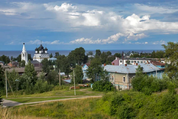 Белозерск Россия Августа 2020 Года Церковь Спасителя Белозерская Городская Панорама — стоковое фото