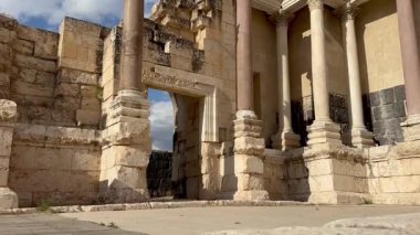 Beit Shean, Israel, 15 May 2025, View of the ruined amphitheater against the sky