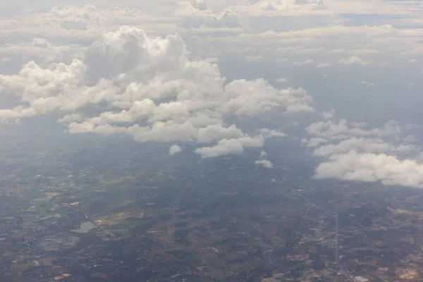 Céu Azul Com Nuvens Fundo Avião — Fotografia de Stock