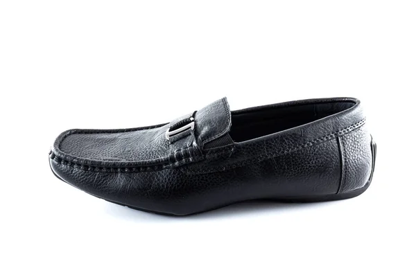 Par Zapatos Clásicos Masculinos Negros Sobre Fondo Blanco Aislados —  Fotos de Stock