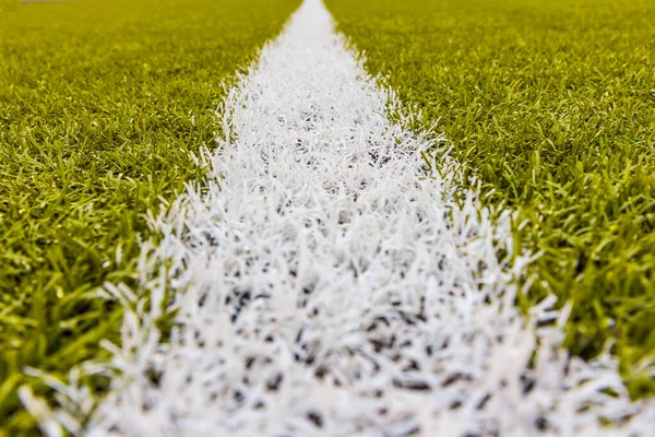 Césped Artificial Con Rayas Blancas Estadio Fútbol — Foto de Stock