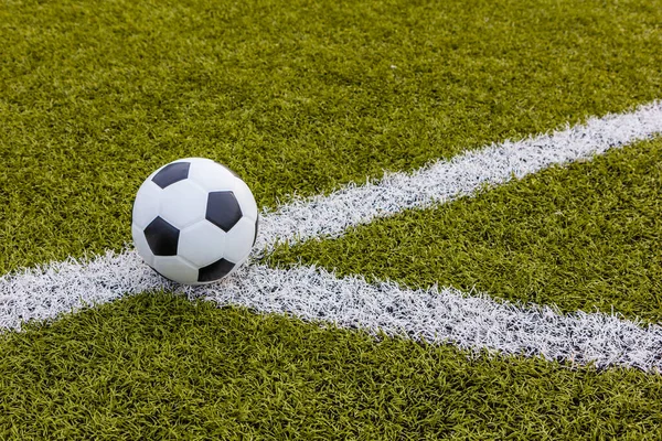 Voetbal Grasveld Met Markering Bal Sport — Stockfoto