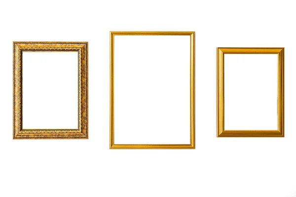 Gold Vintage Frame Elegant Vintage Gold Gilded Picture Frame White — Stock Photo, Image