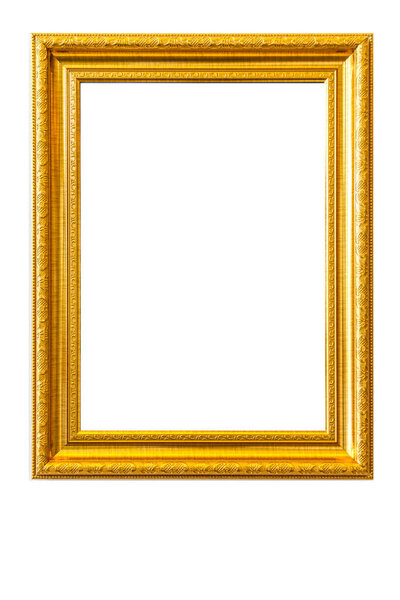Gold vintage frame. Elegant vintage gold/gilded picture frame on white background