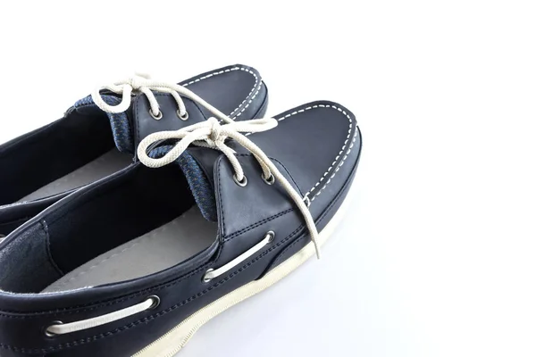 Couro Azul Cor Homem Sapatos Fundo Branco — Fotografia de Stock