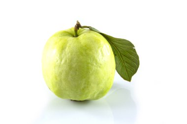 Beyaz arkaplanda taze guava