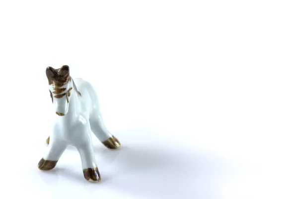 White Ceramic Figurine Horse White Background — Stock Photo, Image