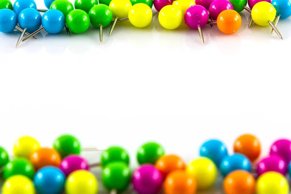 Colourful Pushpins White Background — Stock Photo, Image