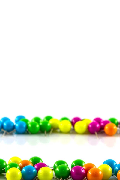 Colourful Pushpins White Background — Stock Photo, Image