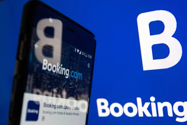 Москва Російська Федерація Травня 2018 Booking Com Системи Бронювання Готелів — стокове фото