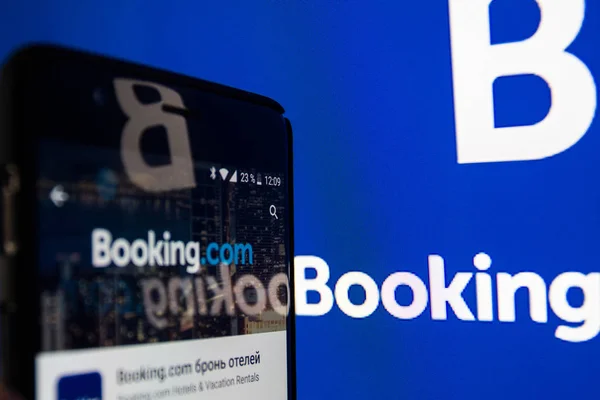 Москва Російська Федерація Травня 2018 Booking Com Системи Бронювання Готелів — стокове фото