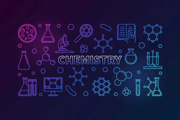 Chemie Vektor farbige Bildung Umriss Illustration — Stockvektor
