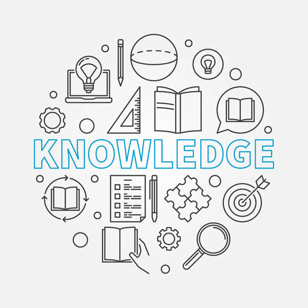 Knowledge vector round illustration in thin line style