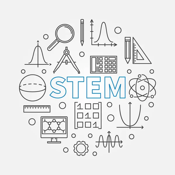 STEM round vector illustrazione moderna in stile contorno — Vettoriale Stock