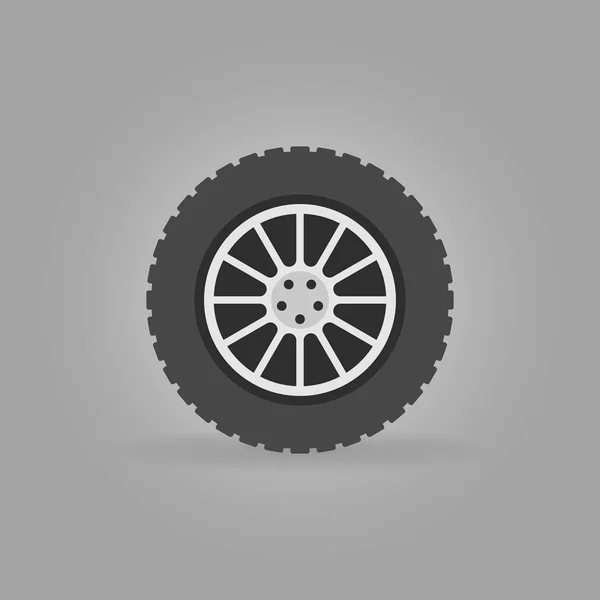 Vector coche rueda plana icono sobre fondo gris — Vector de stock