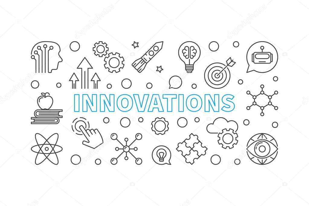 Innovations vector line horizontal illustration or banner