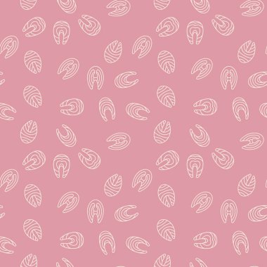 Alabalık kırmızı balık anahat dilimleri vektör yaratıcı pembe desen