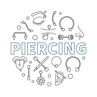 Piercing piercing kutsal kişilerin resmi ile yapılan yuvarlak illüstrasyon vektör