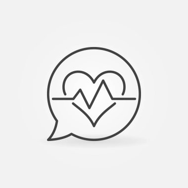 Kalp atışı konuşma balonu anahat vektör anahat simgesini