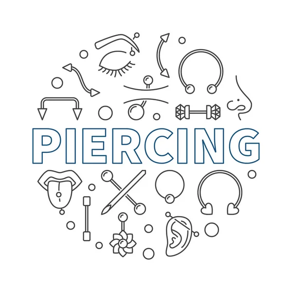 Piercing vector round illustration made with piercings icons — Stock Vector