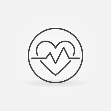 İnce çizgi stili daire vektör simgesi kalp atışı