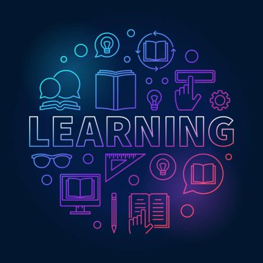 Öğrenme vektör yuvarlak renkli kavramı anahat illüstrasyon