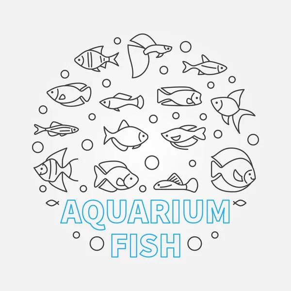 Aquarium fish in circle shape vector aquariumistics illustration — Stock Vector