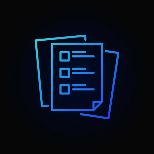 Lista de verificación o lista de tareas icono de contorno de vector azul o símbolo — Vector de stock