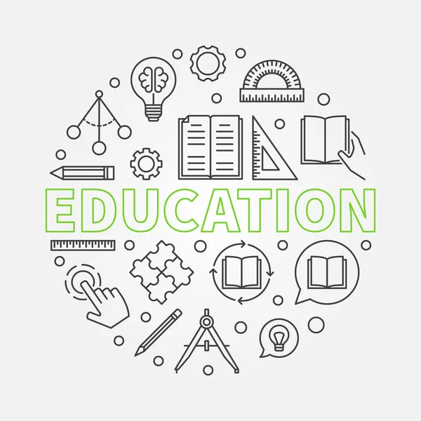 Education vector round illustration in thin line style — Stock Vector