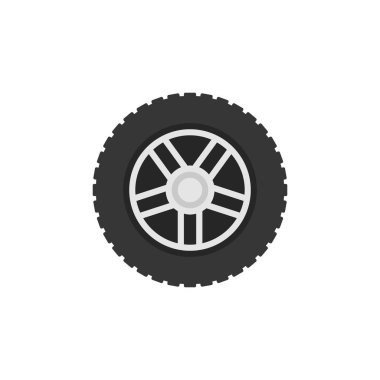 Düz araba tekerlek vektör Icon - araba servisi işareti