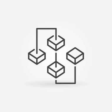 Blockchain soyut vektör simge veya anahat tarzı işareti