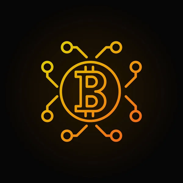 Bitcoin orange et icône de contour vectoriel crypto-monnaie — Image vectorielle