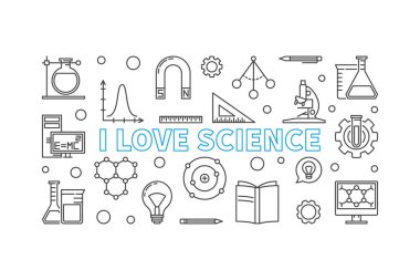 Bilim vektör yatay çizgi stili afiş seviyorum