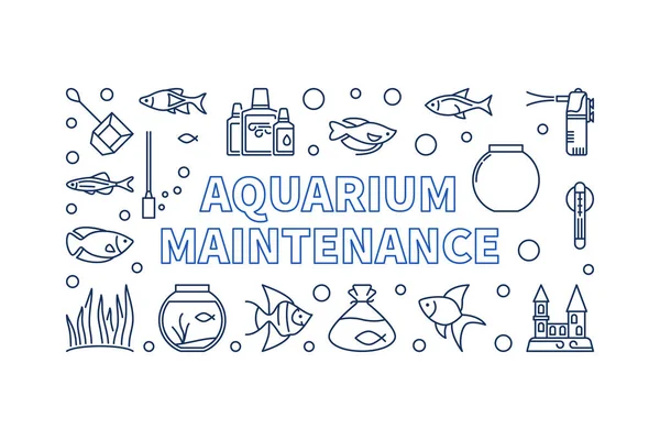 Aquarium maintenance vector horizontal banner or illustration — Stock Vector