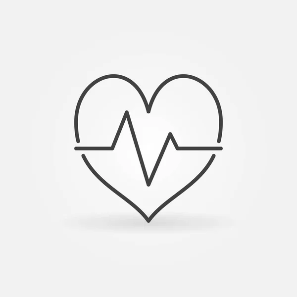 Ícone de batimento cardíaco em estilo esboço mínimo. Símbolo do coração vetorial —  Vetores de Stock