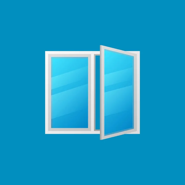 Fenêtre ouverte vecteur icône colorée sur fond bleu — Image vectorielle