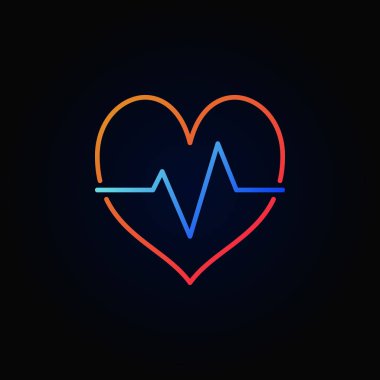 Kalp atışı renkli vektör simge en az anahat tarzı