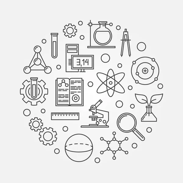 Education and science outline round vector illustration — Stock Vector