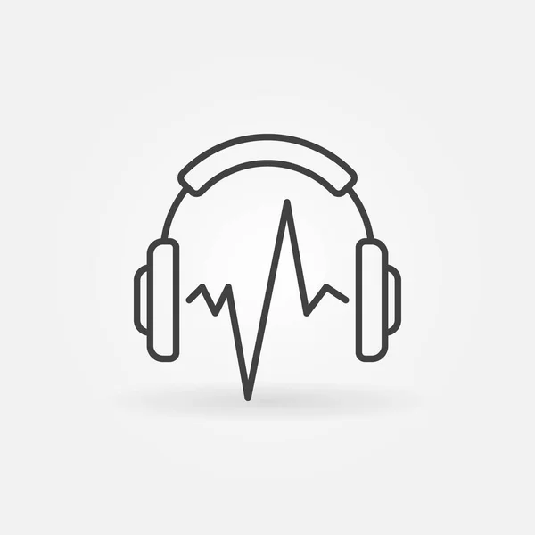 Auriculares musicales con icono de vector de onda sonora o elemento de diseño — Vector de stock