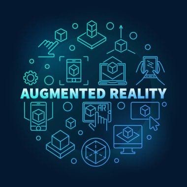 Artırılmış gerçeklik vektör mavi yuvarlak anahat çizim