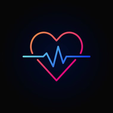 Kalp kardiyogram renkli simge - vektör kalp atışı işareti kavramı