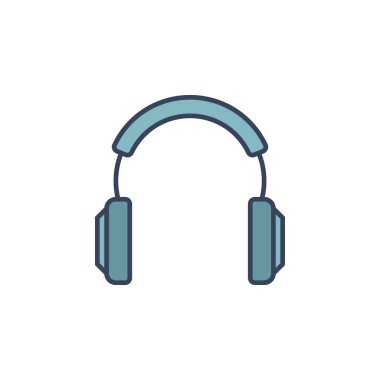 Mavi kulaklık vektör simge veya logosu öğesi