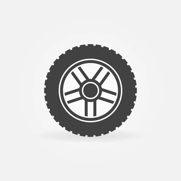 Car wheel with tire vector icon or logo element — Stock Vector
