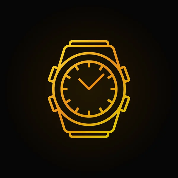 Icône de ligne de montre d'or - signe linéaire de montre-bracelet vectoriel — Image vectorielle